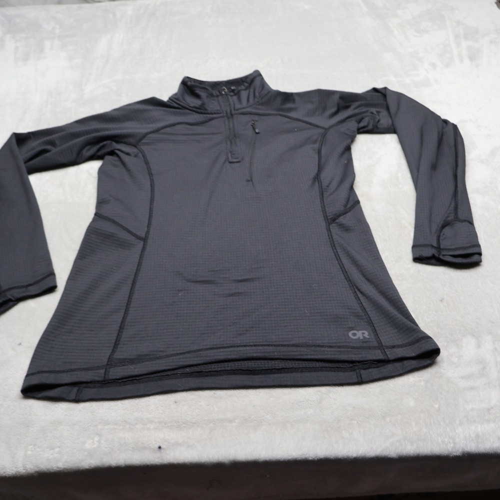 Outdoor Research Shirt Womens Medium Black Vigor Waffle Fleece 1/4 Zip Pullover